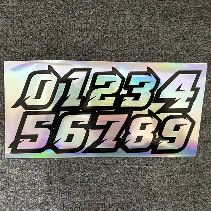 2PCS White Holographic Motorcycle Racing Number